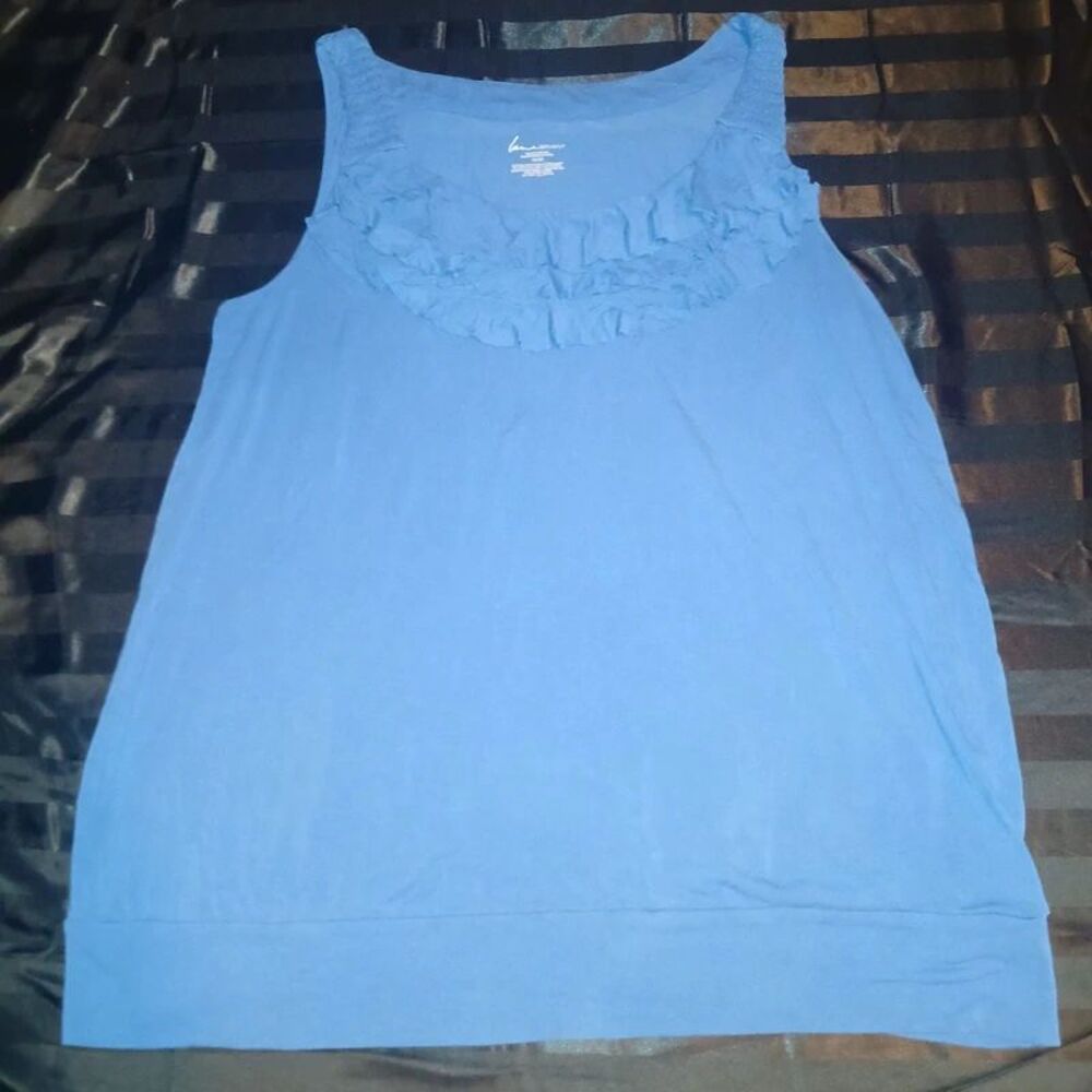 Lane Bryant Blue Ruffle Scoop Neck Blouson Tank Top Size 18/20